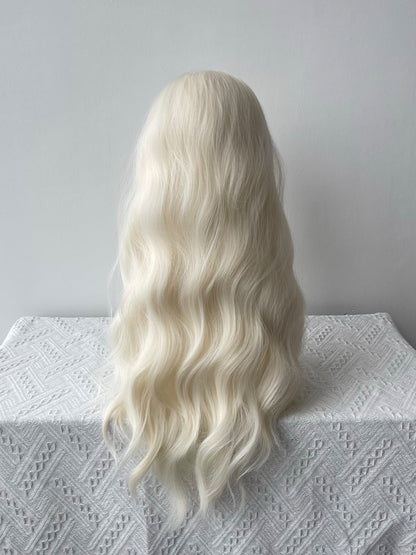 Wig Curtain White 65CM Wavy Bangs Creamy with
