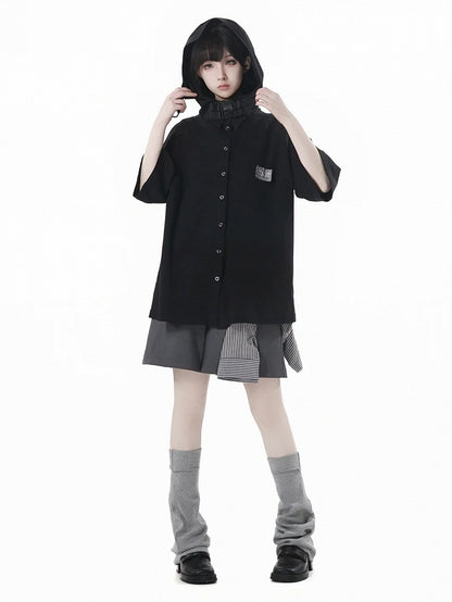 Techwear Hooded T-Shirt Black/Apricot