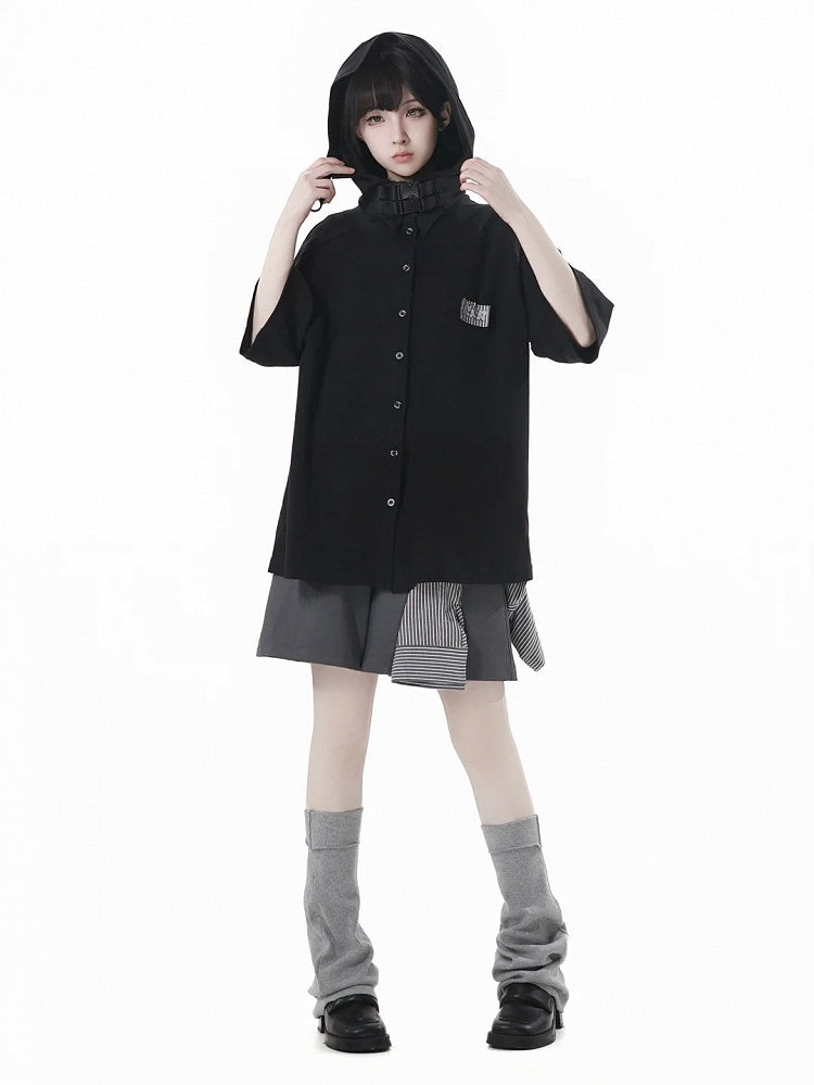 Hooded T-Shirt Techwear Black/Apricot