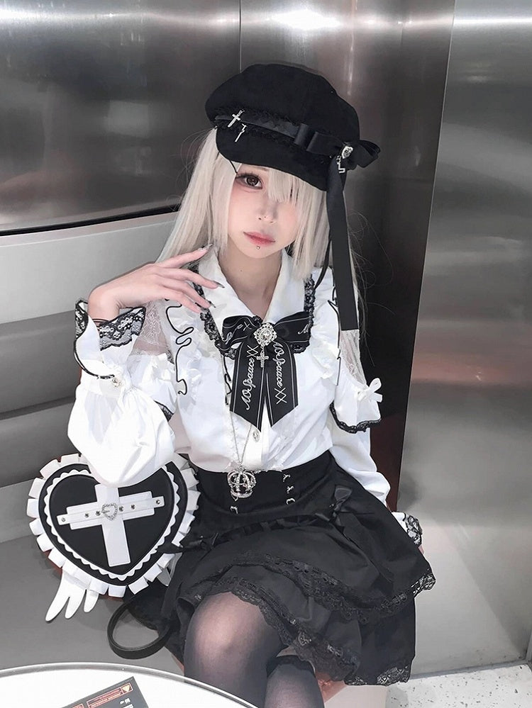 Heart / Light Jirai Wings Cross Pink with in Leather Black Blue Backpack Kei PU