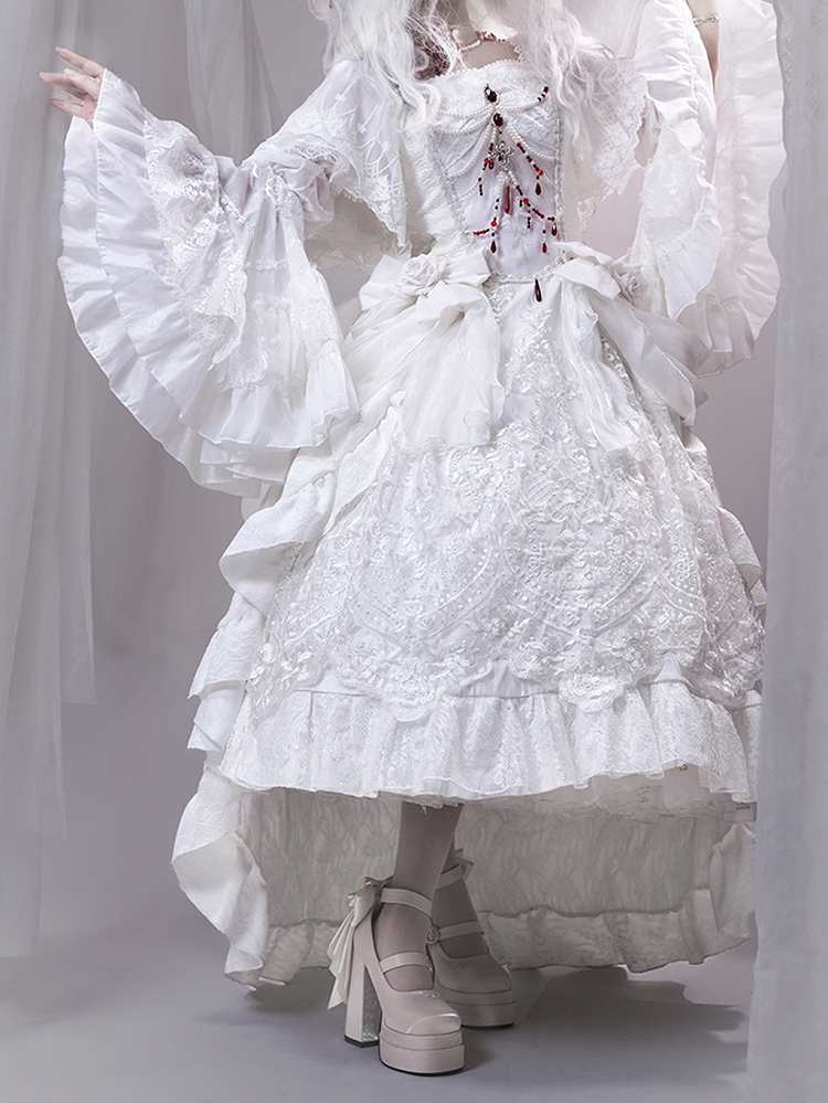 the Bowknot Detachable Platform Lily Mary Embroidery Heel Valley Champagne Janes of High Block