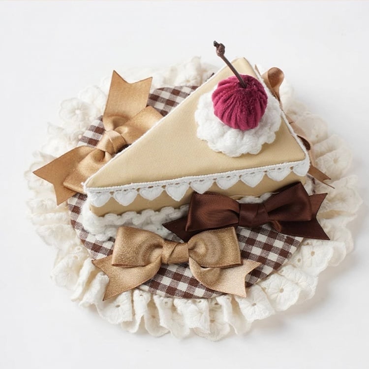 Sweet Lolita Coffee Bow Red Cherry Triangular Cake Mini Hat