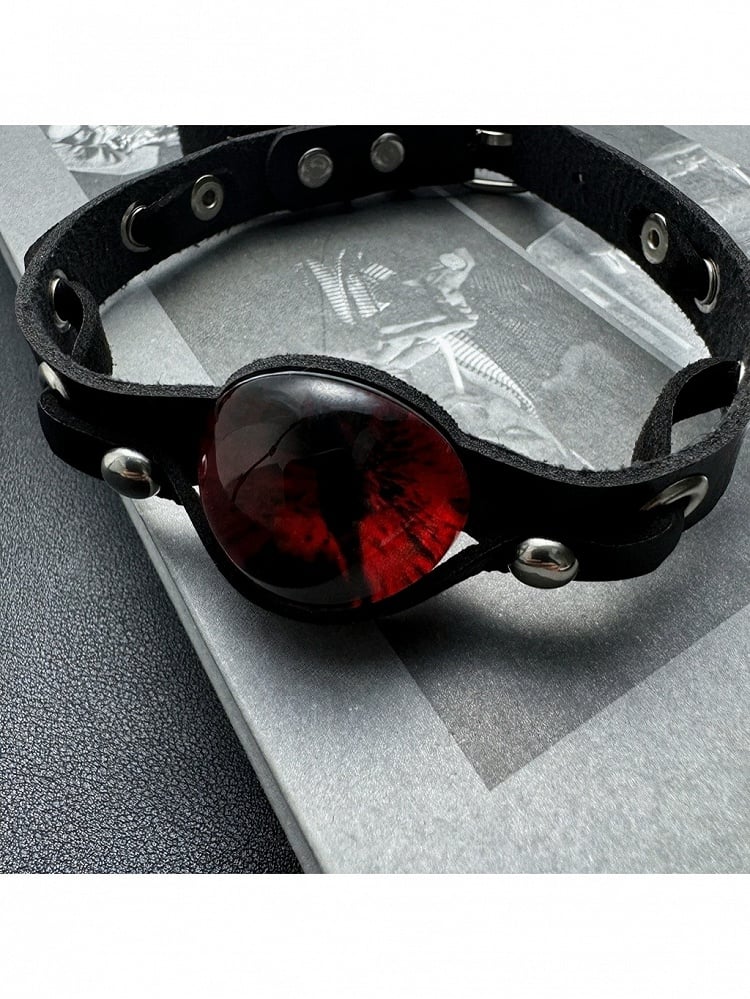 Gothic Black Choker with Red Devil Eye Charm - YSHXS