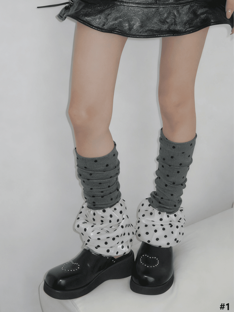 Options 2 Color Pattern Polka-dot Color-Block Warmers Leg