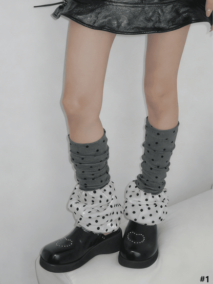 Options 2 Color Pattern Polka-dot Color-Block Warmers Leg