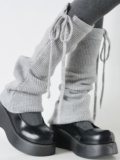 6 Leg Colors Strappy Bowknot Knitted Warmers Flared