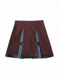 Ouji Style Red Blue Lolita Skirt with Ruffled Accents - Xiong Dou Jiang