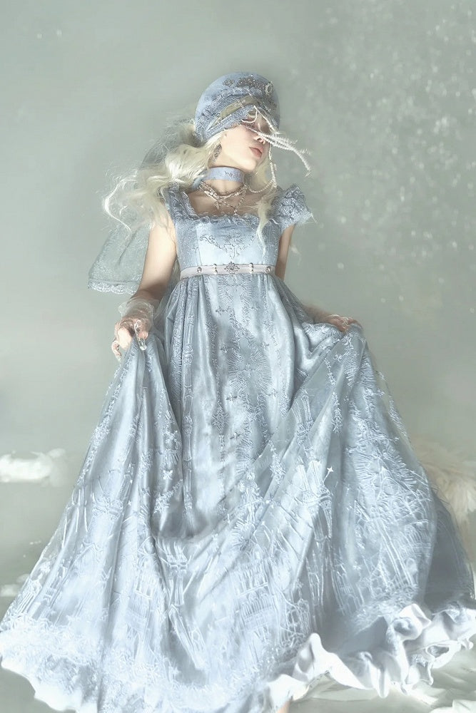 Gray Cathedral Empire Waist Dress Gothic Lolita JSK