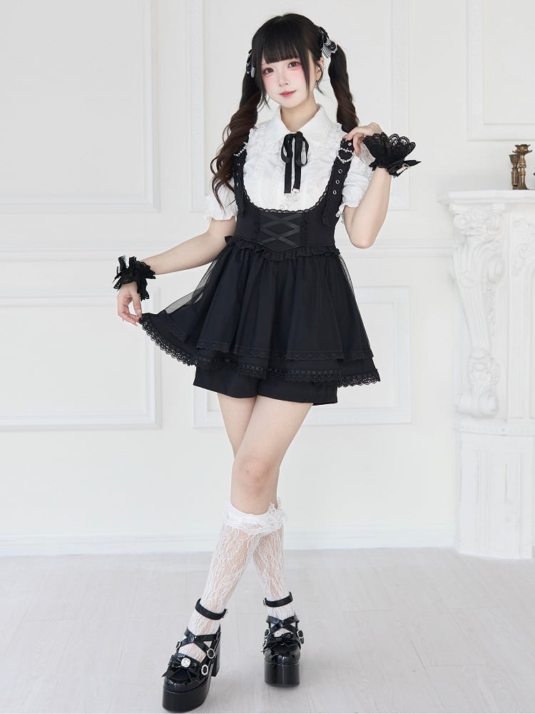 Overallkleid, verstellbar, schwarz, Kei, Baskenschnalle, Taillengurte, Schulter-Jirai