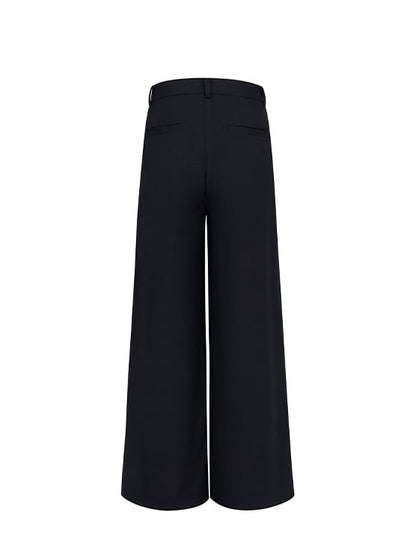 Button Fluid Closure Zip with Wide-leg Fly Drape Pants and Black Men's
