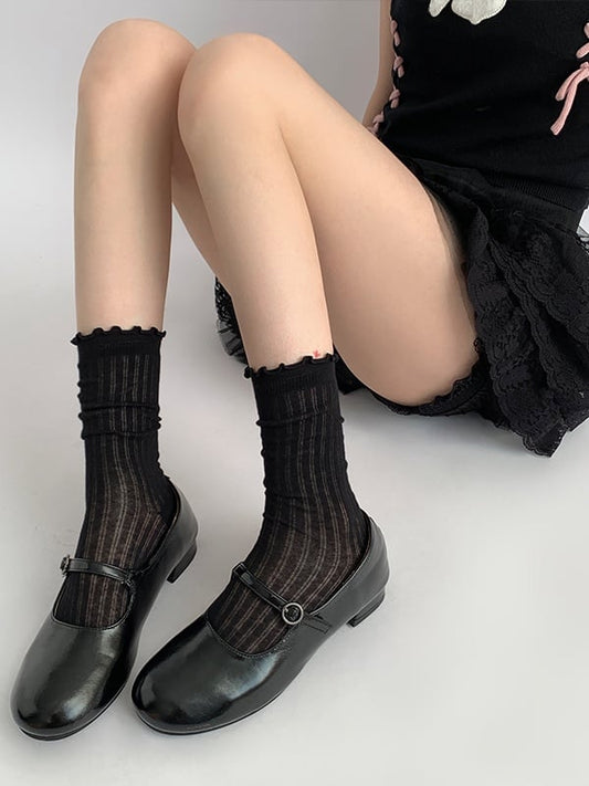 Trim 4 Colors Ruffled Cotton Socks Cute