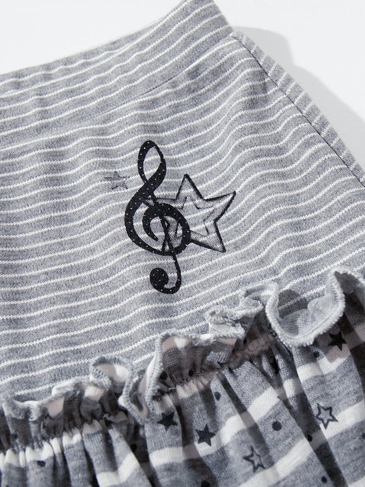 Gray Striped Star Pattern Skort - Languid Park
