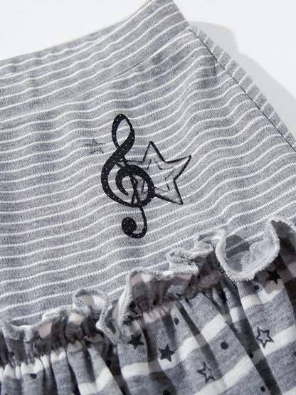Gray Striped Star Pattern Skort - Languid Park