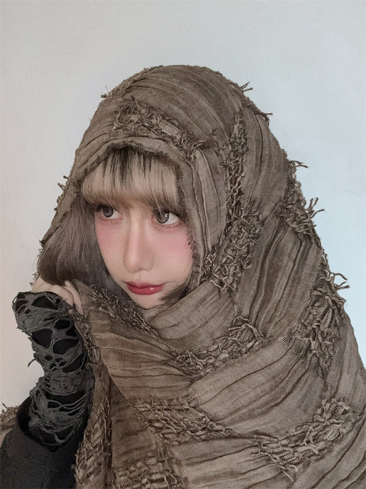 Grauer Ödland-Punk-Distressed-Schal