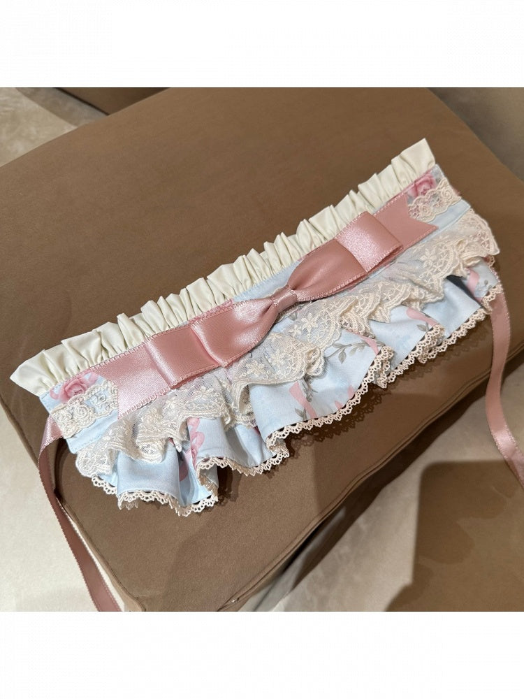 Pink Blue Bow Hairband with Lace Embellishments - Sweet Dream Box