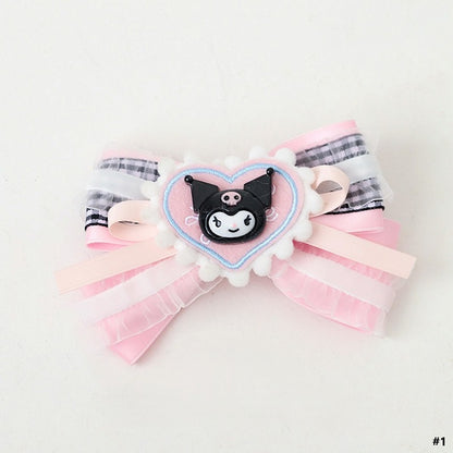 Options Black Sweet-edgy Lolita Heart Hairclip Pink 3 Bowknot