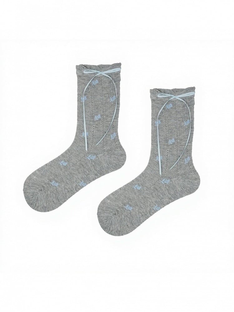 Ruffle Lace Ankle Socks with Floral Pattern in 3 Colors - ModaSwings