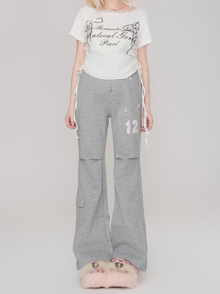 Graue Schlaghose mit Cargotasche