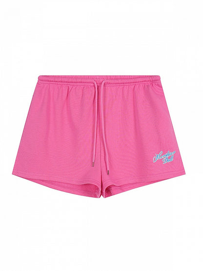 Cute Pink Letter-Printed Drawstring Summer Shorts - Languid Park