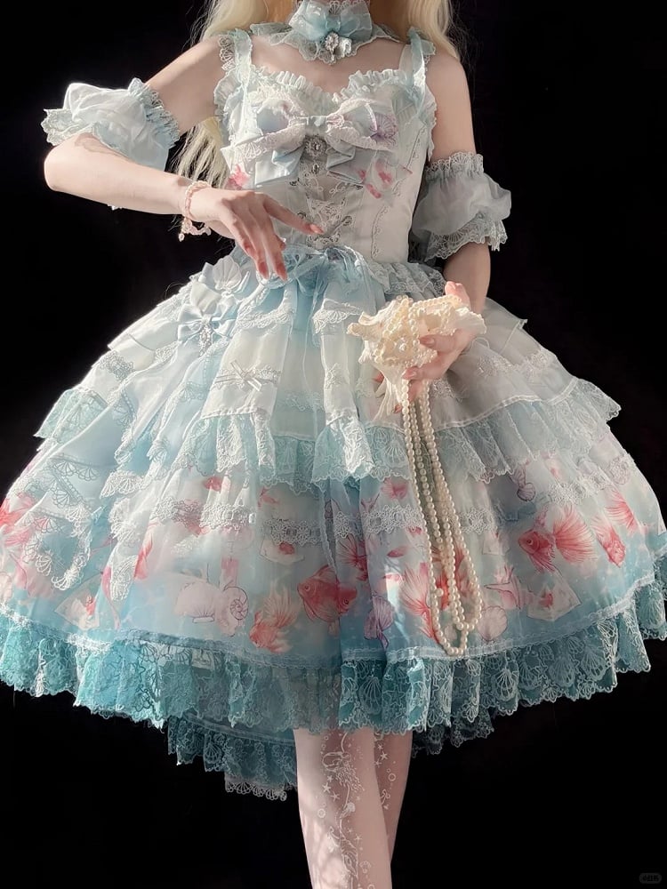 Haut bouffant en dentelle bleue détachable - Mewroco