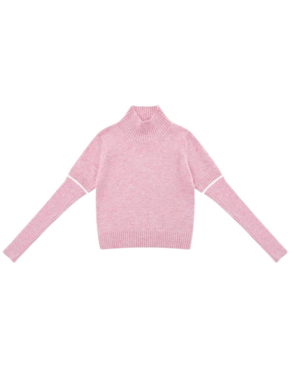 セーターニットタートルネックワンピーストップスハーフツー