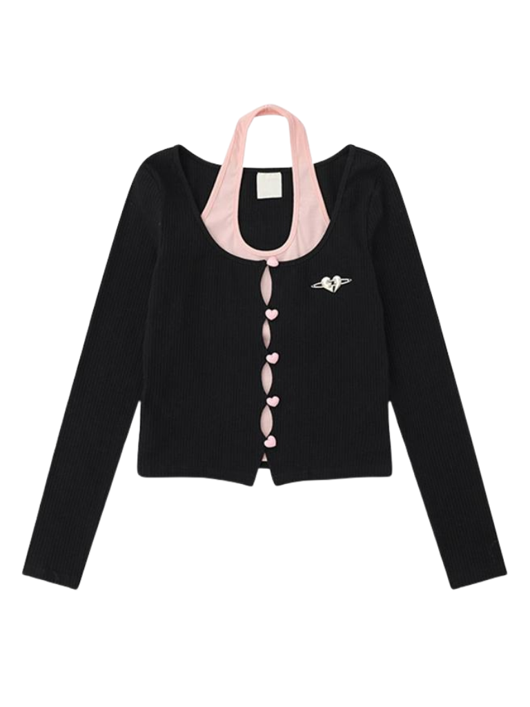 Two Love Cardigan mit Knopfleiste und Kunstfell