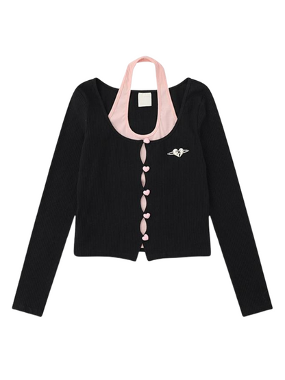 Two Love Cardigan mit Knopfleiste und Kunstfell