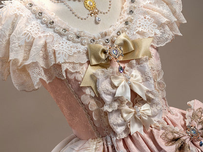 Bead Bow Accents Dress Rhinestone Lolita Pink Princess and