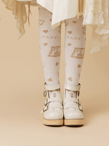 - Plateaus Off-White Vintage Runde Holzsohle 3 Riemen Zehenbereich cm Keilabsatz Maserung Schnalle 3–5