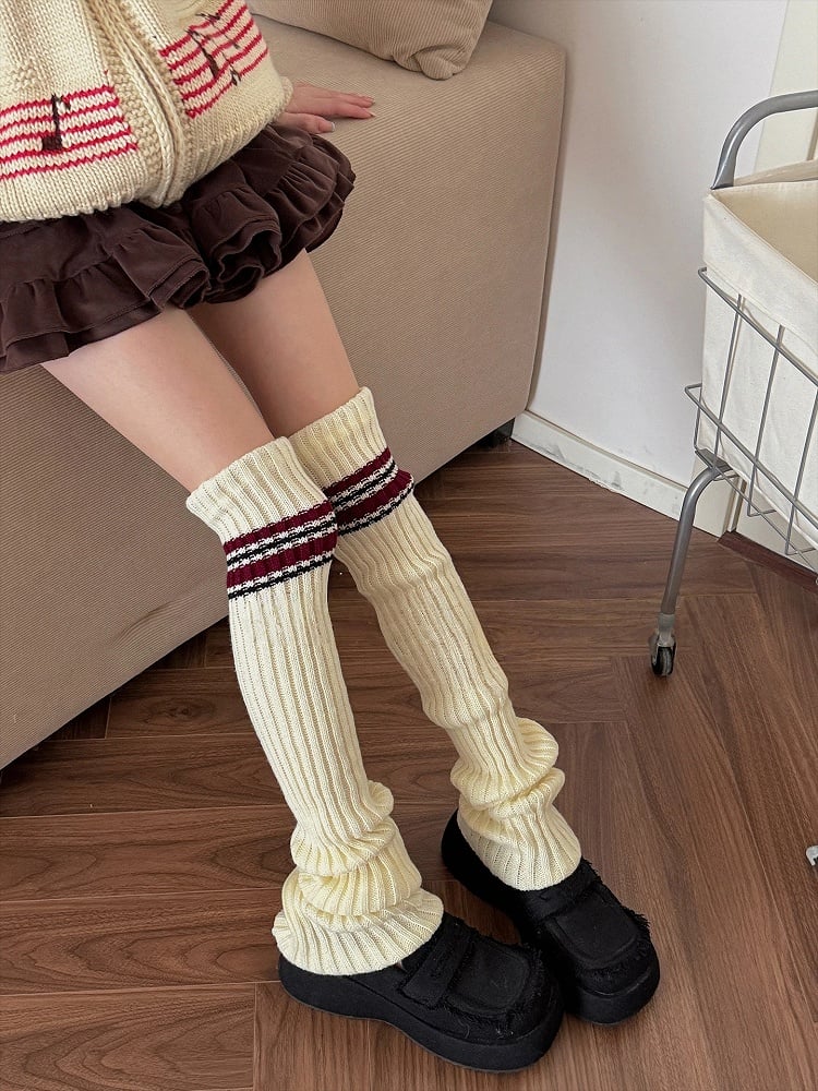 Leg Striped Ribbed Accent Warmers