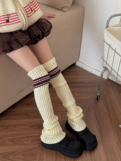 Leg Striped Ribbed Accent Warmers