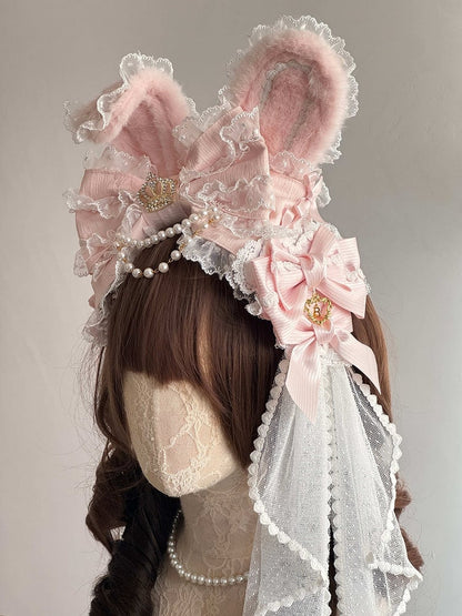 Hairclip Rabbit KC Set Hair + 3-Piece Luxurious Heart-shaped Accessory - Bow Ear