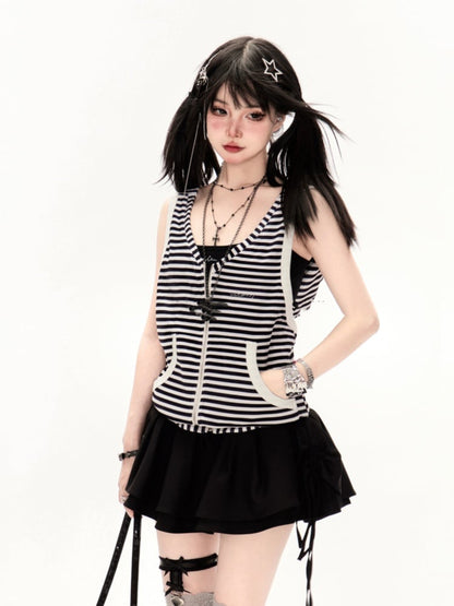 Waist Mini Tiered Skirt Black Low