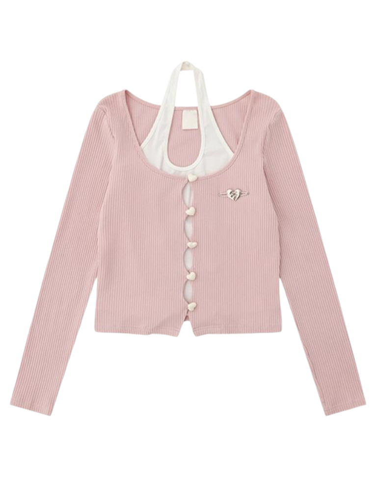 Two Love Cardigan mit Knopfleiste und Kunstfell