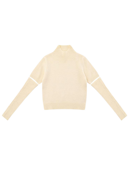 セーターニットタートルネックワンピーストップスハーフツー