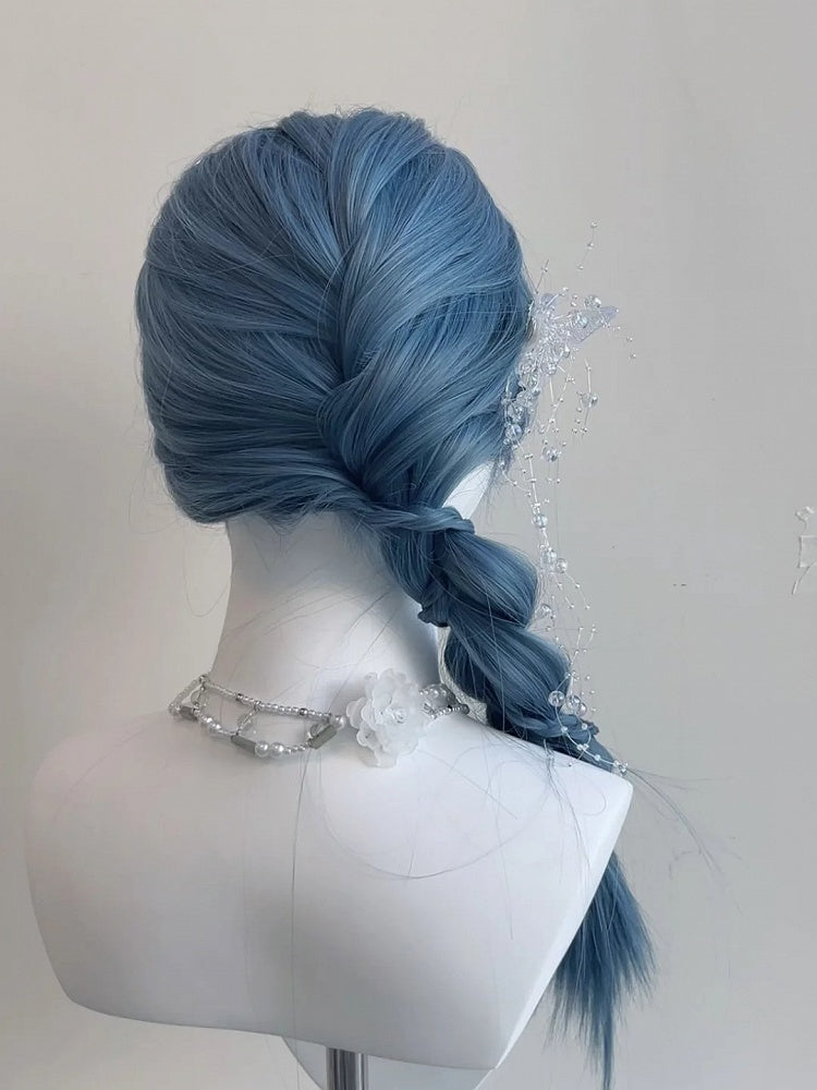 Straight Air with Wig Bangs 60CM Blue