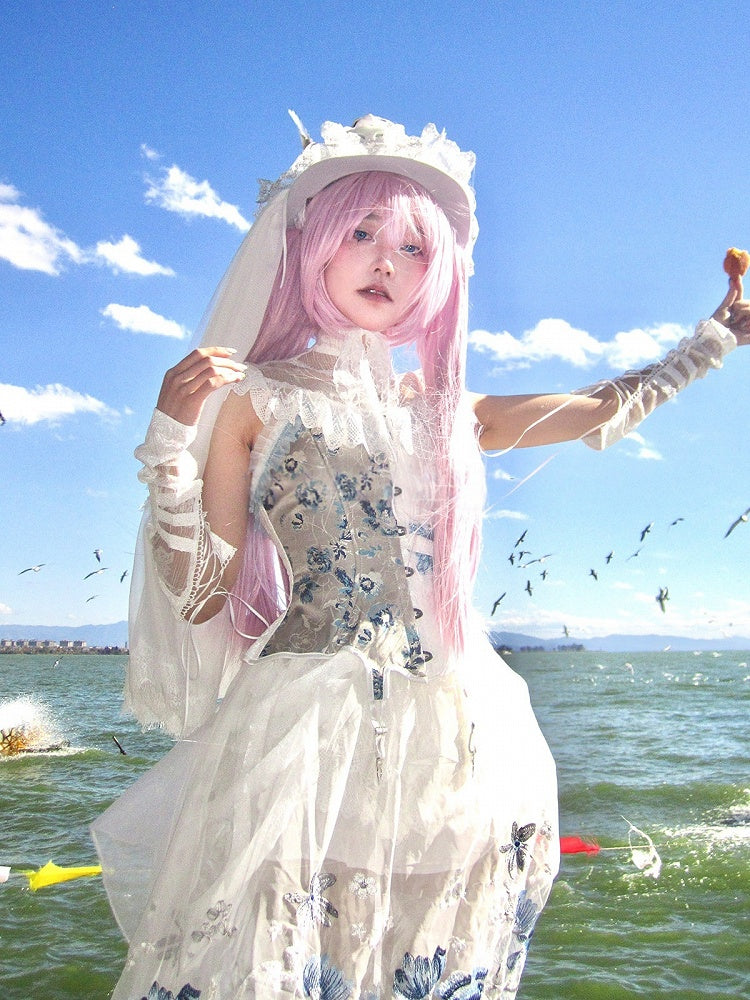 Clip Wig Pink Double Bangs Hair Short Ponytails Full with Claw