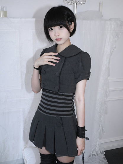 Gray Box Pleat Mini Skirt - HBreaker