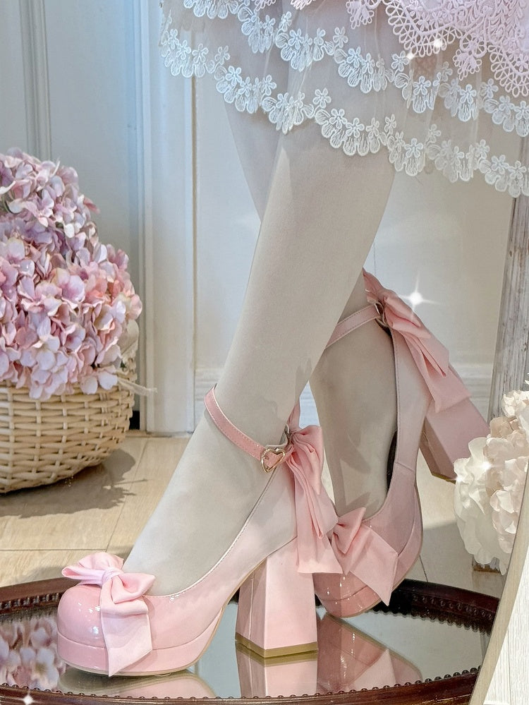 Shoes Mary Sweet Bowknot Round Pink Details Toe Janes Platform Lolita