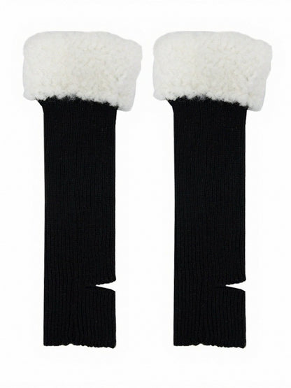 Multi-Color Knitted Leg Warmers with Plush Trim - ModaSwings