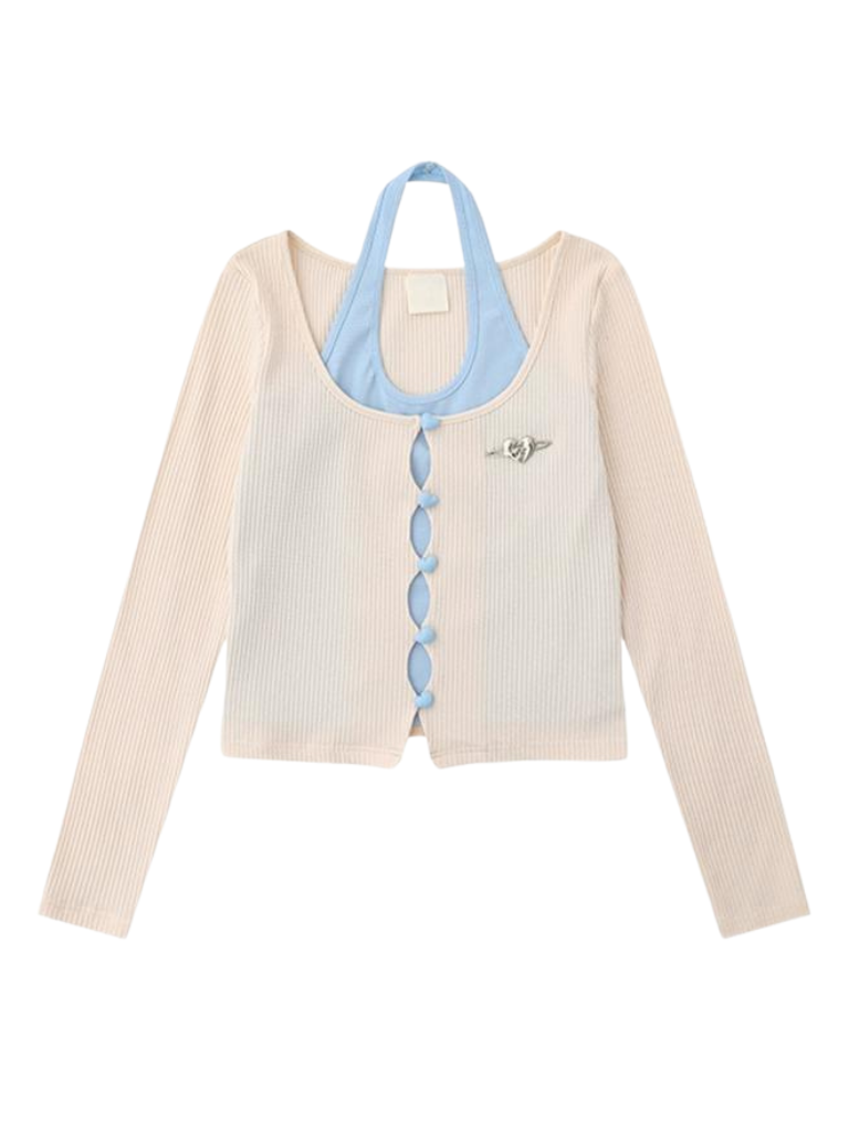 Two Love Cardigan mit Knopfleiste und Kunstfell