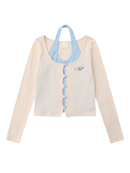 Two Love Cardigan mit Knopfleiste und Kunstfell