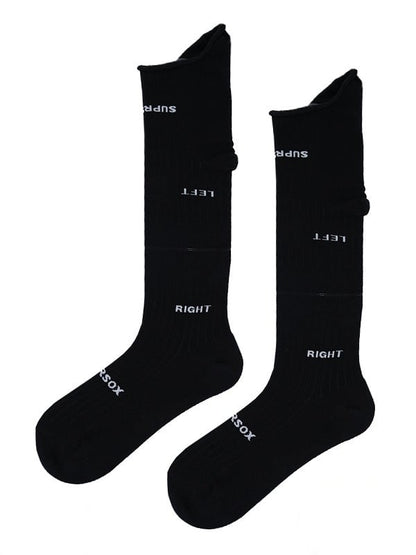 Two-Color Ribbed Calf Socks with Letter Print - ModaSwings