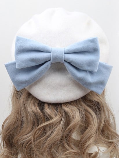 Lolita With Detachable White 10 Color Beret Options Bowknot