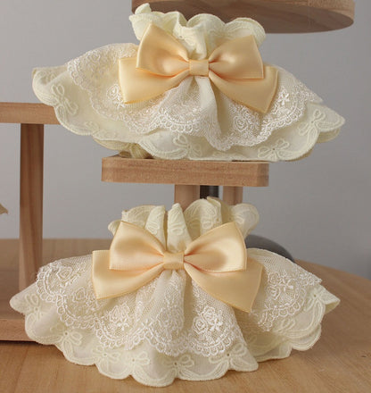 Bow Cuffs Lace Yellow Wrist Sweet-Style