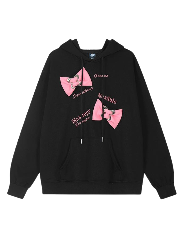 バッグ オーバーサイズ リボン ルーズトップ フード付き