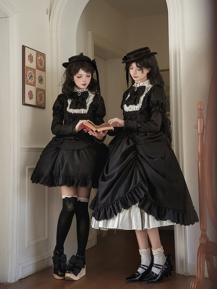 Ruffle Neckline Juliette and Black White Sleeves Top