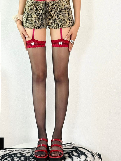 Bowknot Heart Suspender 4 Pattern Stockings Options Decorated Color