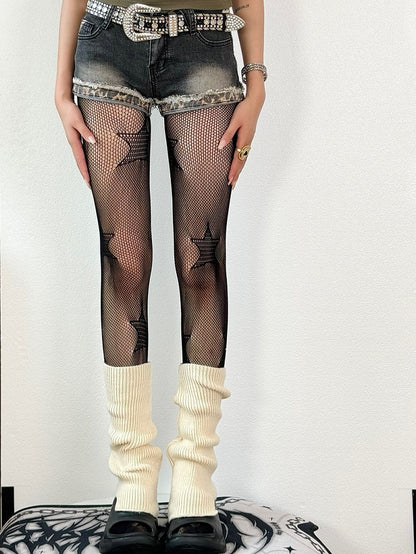 Black Tights Y2K Star Pattern