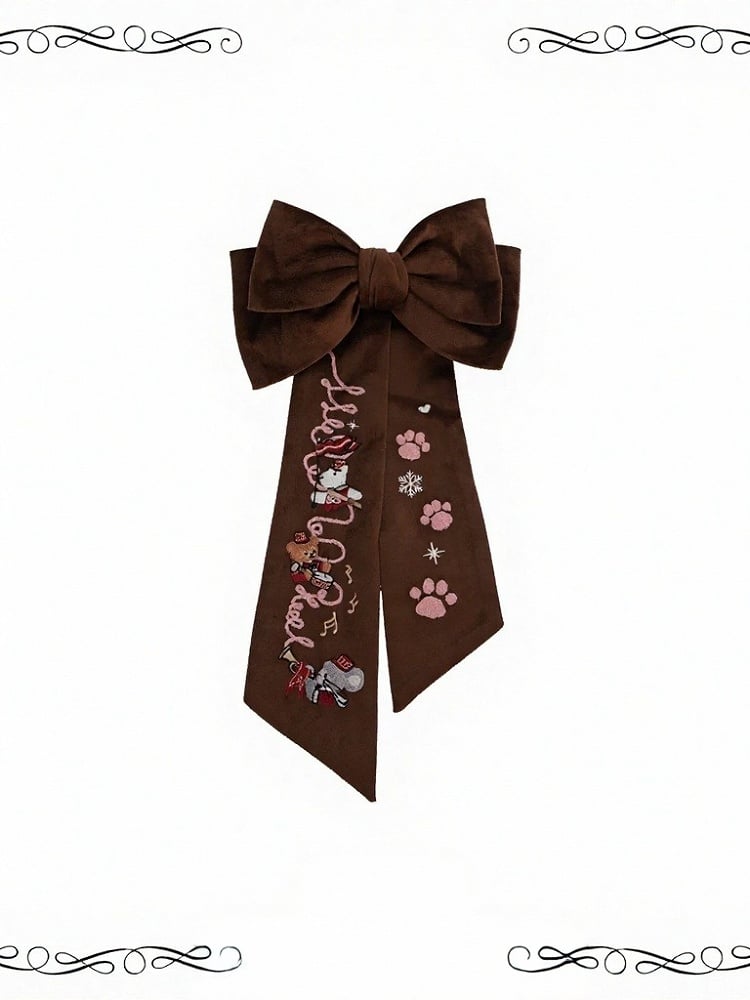 Kawaii Bow Embroidery Brooch in 2 Colors - iris de nuit